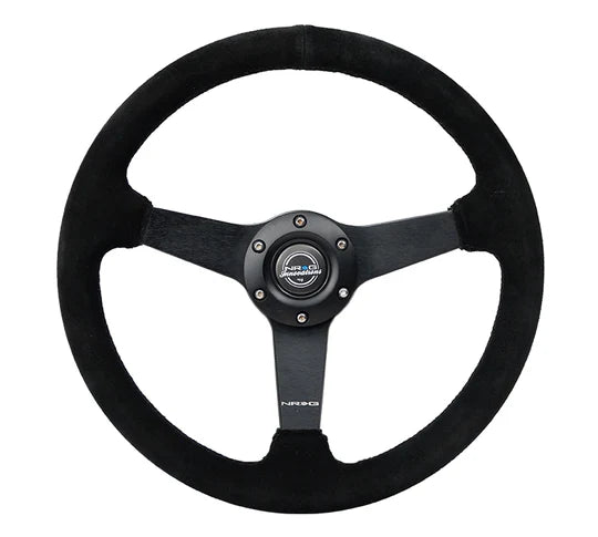 350mm Flat Steering Wheel Suede Solid Spoke
