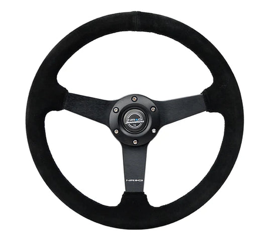 350mm Flat Steering Wheel Suede Solid Spoke