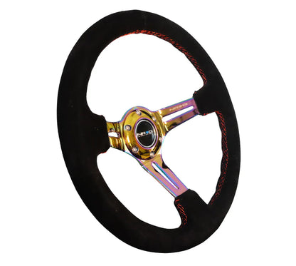 350mm Deep Dish Steering Wheel Suede - Slits