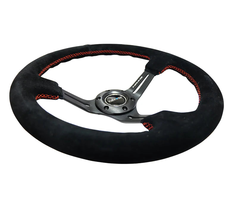 350mm Deep Dish Steering Wheel Suede - Slits