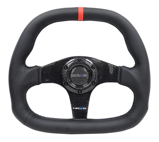 Carbon Fibre Flat Bottom Steering Wheel - Wrapper Leather